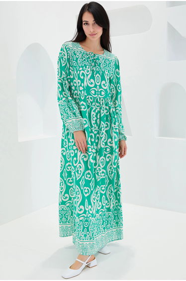 BDART Patterned Maxi Dress with Tie Closure
