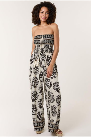 Strapless Elasticated Printed Jumpsuit