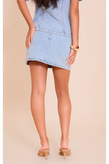 Petite Light Blue Denim Mini Skirt product thumbnail 3