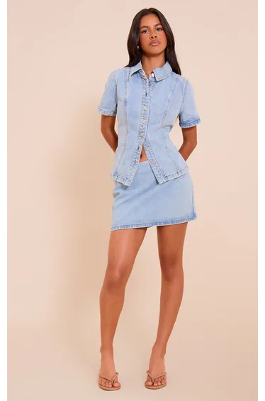 Petite Light Blue Denim Mini Skirt