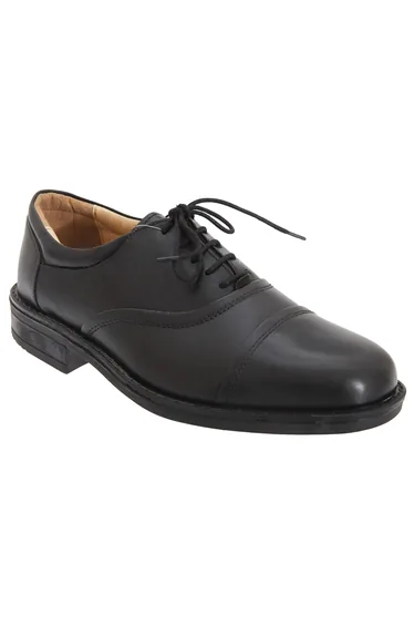 Roamers Mens Softie Leather Blind Eye Flexi Capped Oxford Shoes - Black
