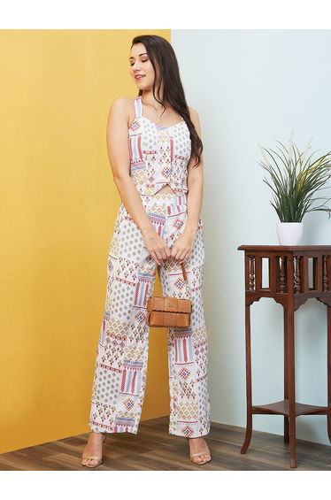 Patch Print Cross Back Top and Palazzos Co-Ords