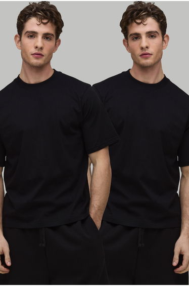 2 Pack Basic Regular Fit T-Shirt - black