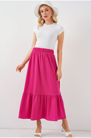 BDART Textured Maxi Knit Skirt with Elastic Waist