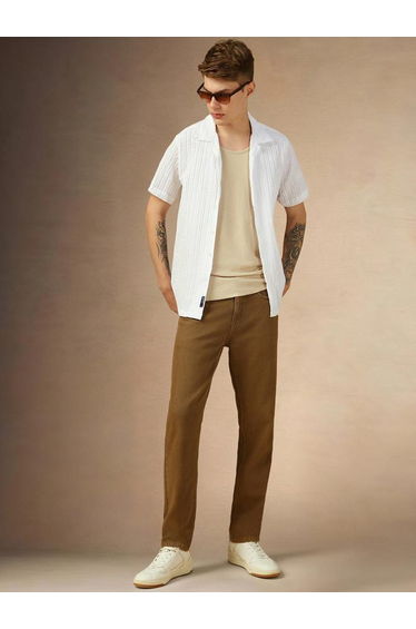 Textured Regular Fit Spread Collar Shirt