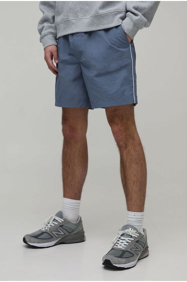 Baggy Short Length Piping Nylon Short - slate