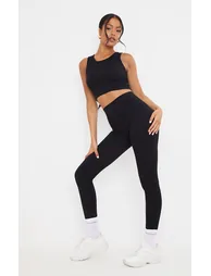 Tall  Black Structured Contour Ribbed Leggings