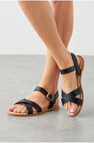 Florence Cross Strap Flat Sandals