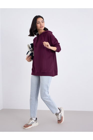 Oversized Longline Hoodie with Dropped Shoulder