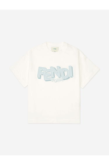 Fendi Boys Logo T-Shirt in White