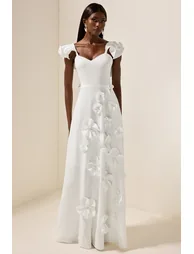 Fabienne 3D Flower Sleeveless Maxi Dress in White - 2