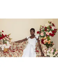 Fabienne 3D Flower Sleeveless Maxi Dress in White - 13