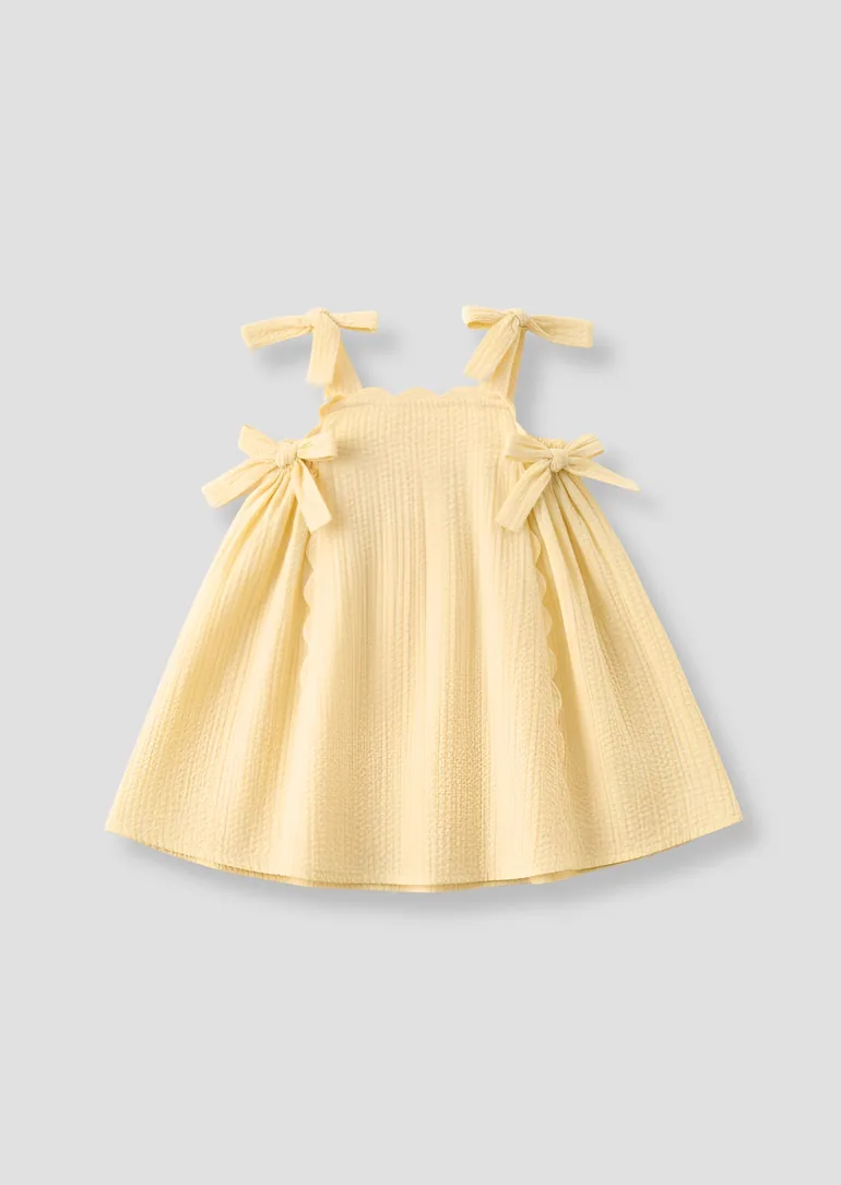 Matilda Yellow Scalloped Bow Dress