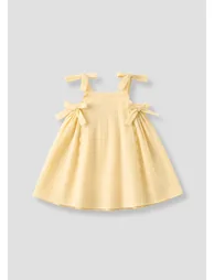 Matilda Yellow Scalloped Bow Dress