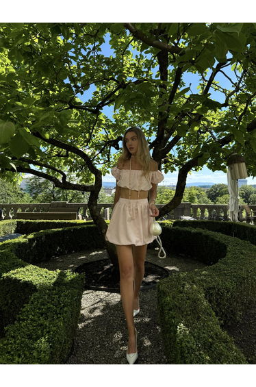 Light Pink Bardot Crop-Top