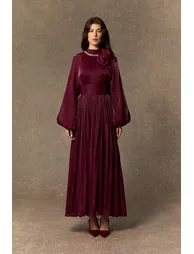 فستان سانفير بنفسجي  بأكمام طويلة - 5