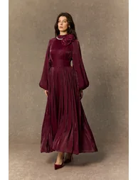 فستان سانفير بنفسجي  بأكمام طويلة - 6