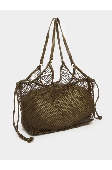 Women Olive Mesh Hobo Bag