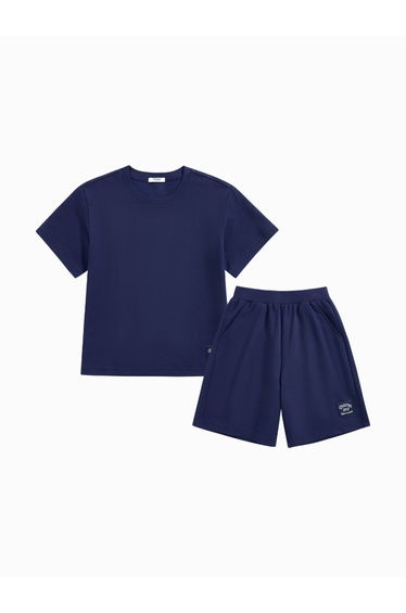 Unisex Two-Piece Set - Solid Color T-Shirt And Shorts