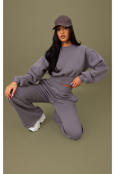 Tall Steel Blue Cropped Oversized Sweatshirt