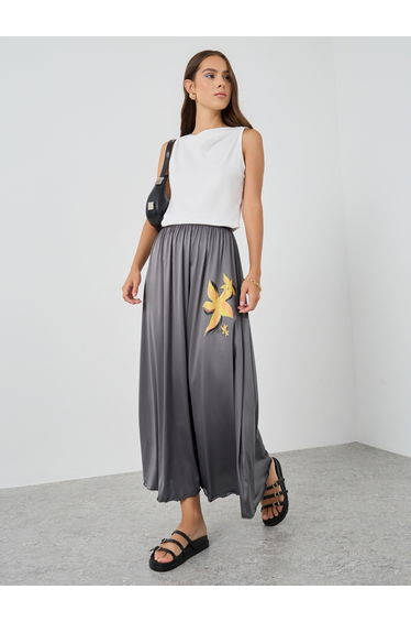 Floral Printed A-Line Maxi Skirt
