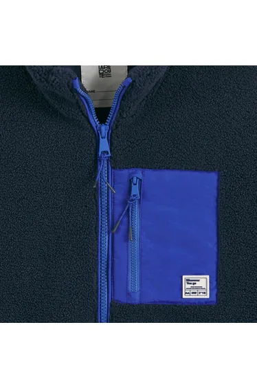 Sherpa Zip-Up Cardigan with High Neck