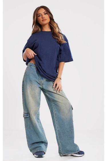 Dark Blue Boxy Oversized T Shirt