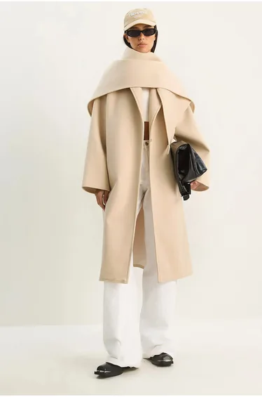 LUCCI Oversized Shawl Collar Buttoned Coat
