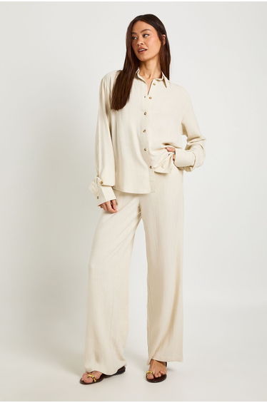 Tall Premium Linen Oversized Shirt - natural