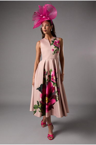 Notch Neck Placement Print Dress