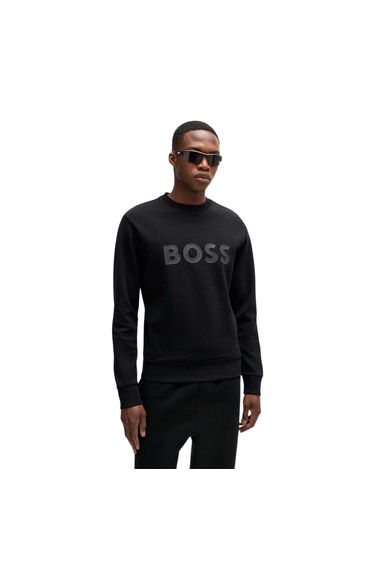 Boss Mens Wordmark Crew Neck Sweatshirt - Black