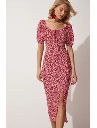 Floral Off-Shoulder Bodycon Midi Dress - 1