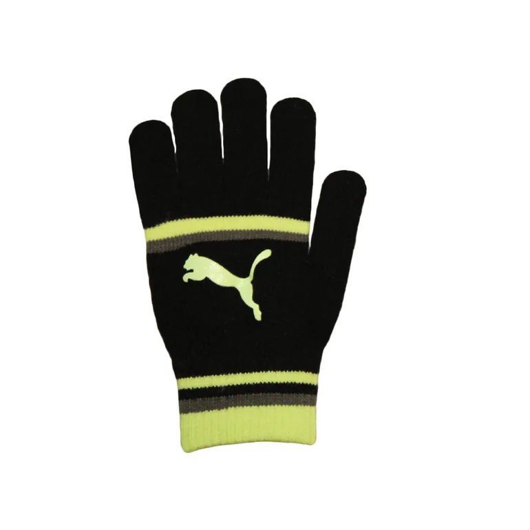 Puma Womens/Ladies Striped Gloves - Black/Hi-Vis Yellow - 2