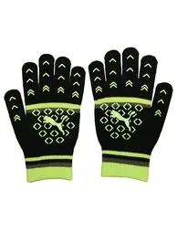 Puma Womens/Ladies Striped Gloves - Black/Hi-Vis Yellow - 1