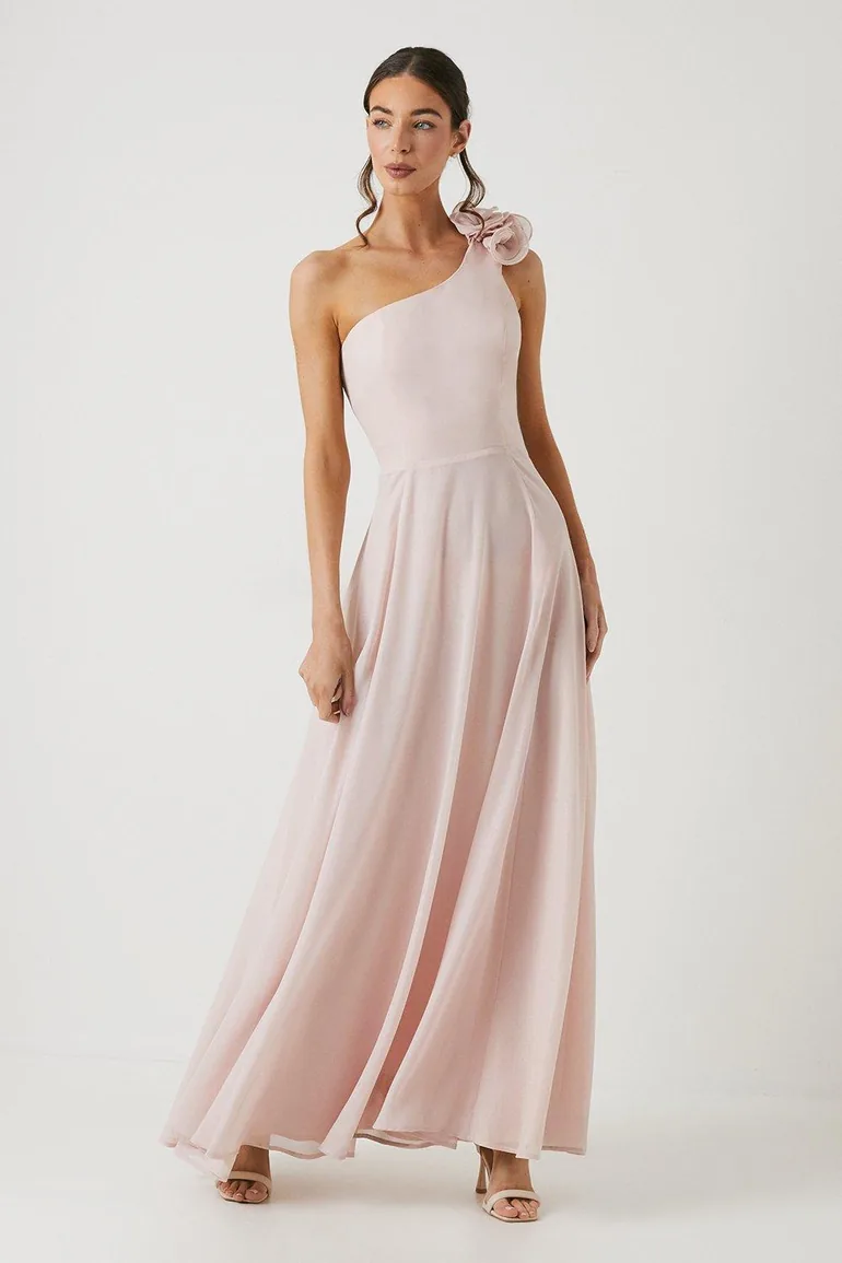 Shop Shimmer Chiffon Corsage One Shoulder Bridesmaids Dress Online in  Bahrain