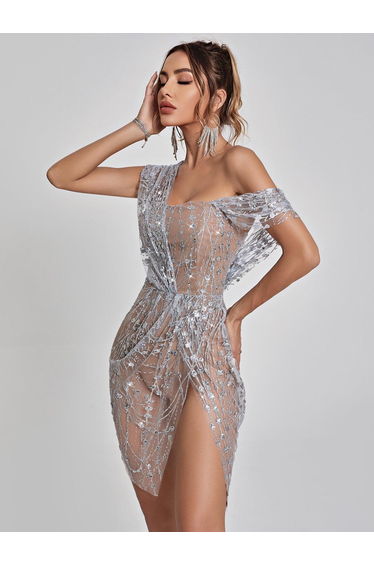Bailee Split Sequin Mini Dress