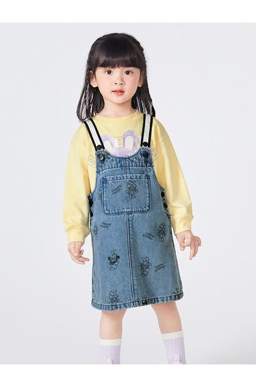 Girls' Printed Denim Dress