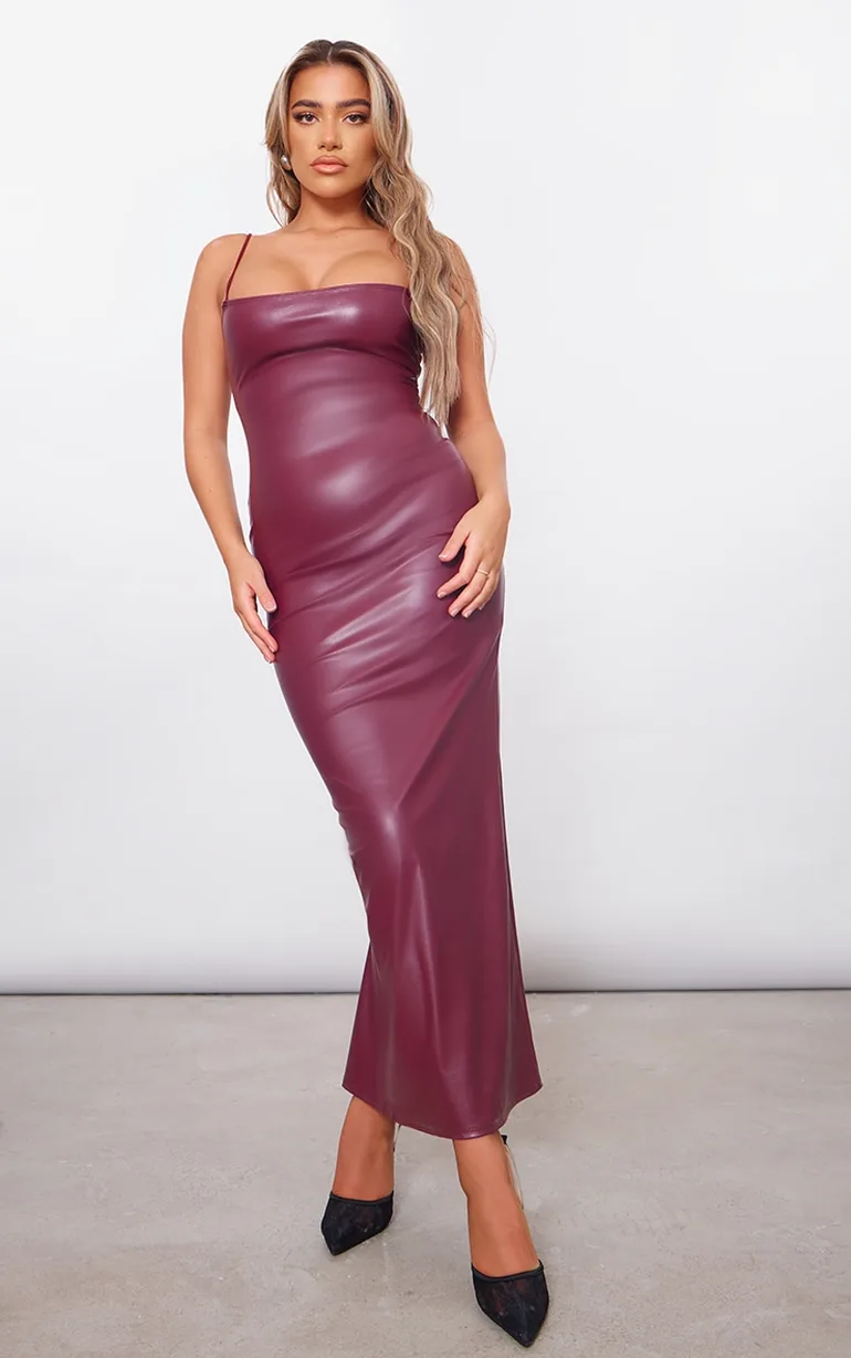 faux leather spaghetti strap dress Commando Faux Leather Spaghetti-Strap Mini Dress
