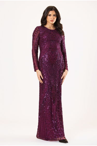Jocasta Embellished Maxi Dress in Purple