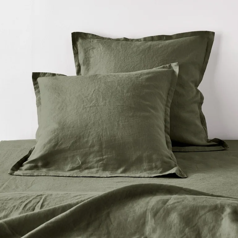 WASHED LINEN Plain Pillowcase or Bolster Case - 1