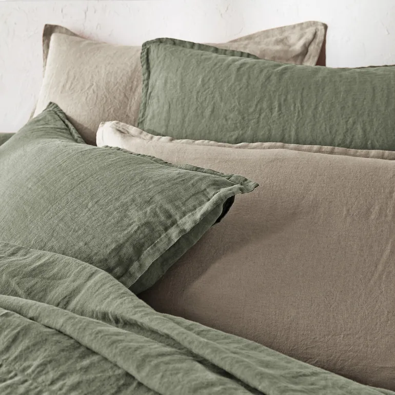 WASHED LINEN Plain Pillowcase or Bolster Case - 7