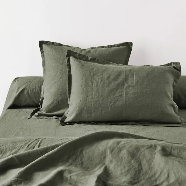 WASHED LINEN Plain Pillowcase or Bolster Case