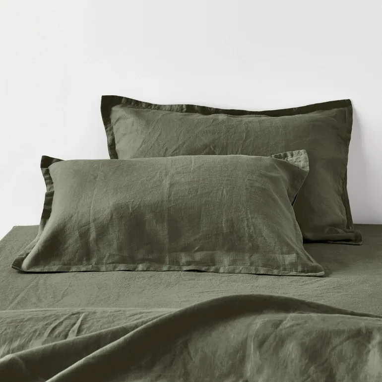 WASHED LINEN Plain Pillowcase or Bolster Case - 2
