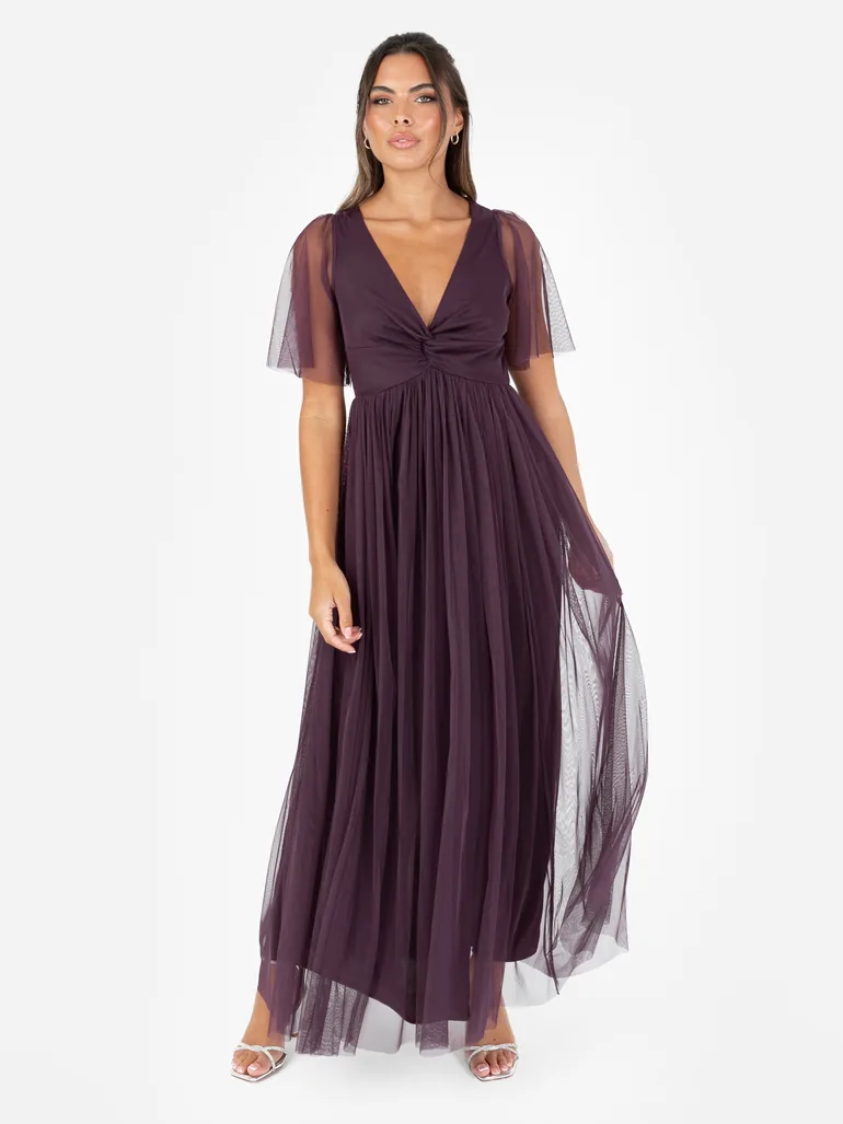 Anaya With Love Recycled Fig Twist Detail Maxi Dress Anaya With Love Purple  : Evening Dresses : VogaCloset Bahrain