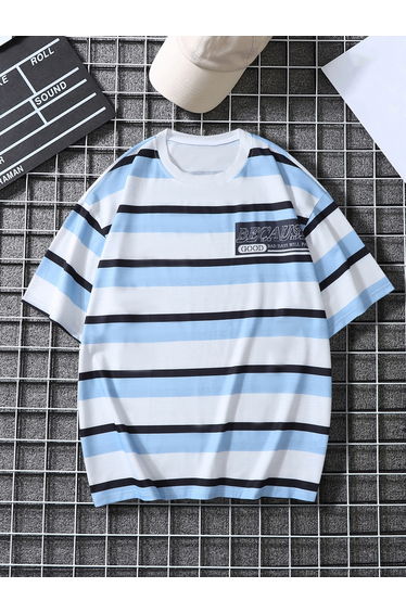 Men Striped Graphic Short Sleeve T-Shirt