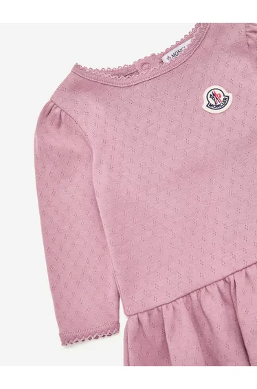 Moncler Enfant Baby Girls Cotton Logo Dress in Pink