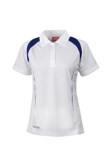 Spiro Womens/Ladies Sports Team Spirit Performance Polo Shirt - White/Navy