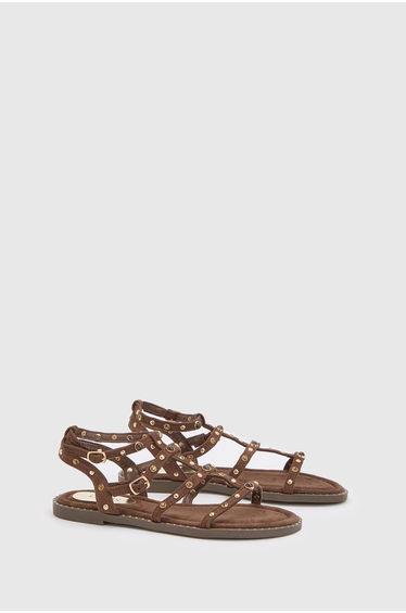 Luca Faux Suede Studded Gladiator Flat Sandals