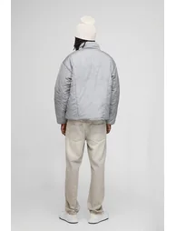 جاكيت منفوخ مبطن بتصميم واسع عريض بياقة عالية - رمادي - 1