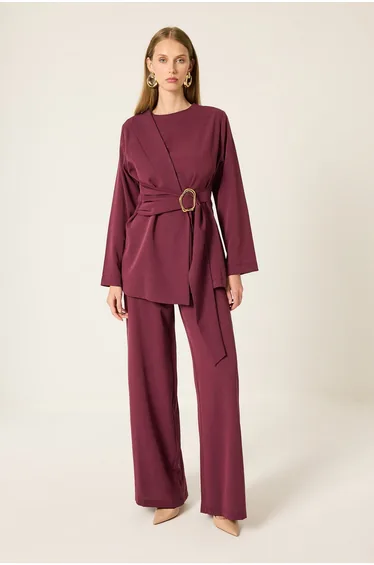 GOLD BUCKLE TUNIC AND TROUSER SET